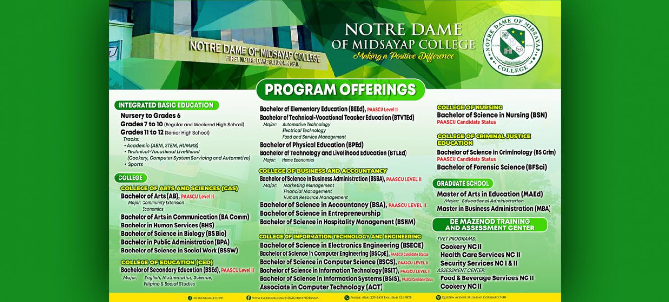 Notre Dame of Midsayap College NDMC Making A Positive Difference